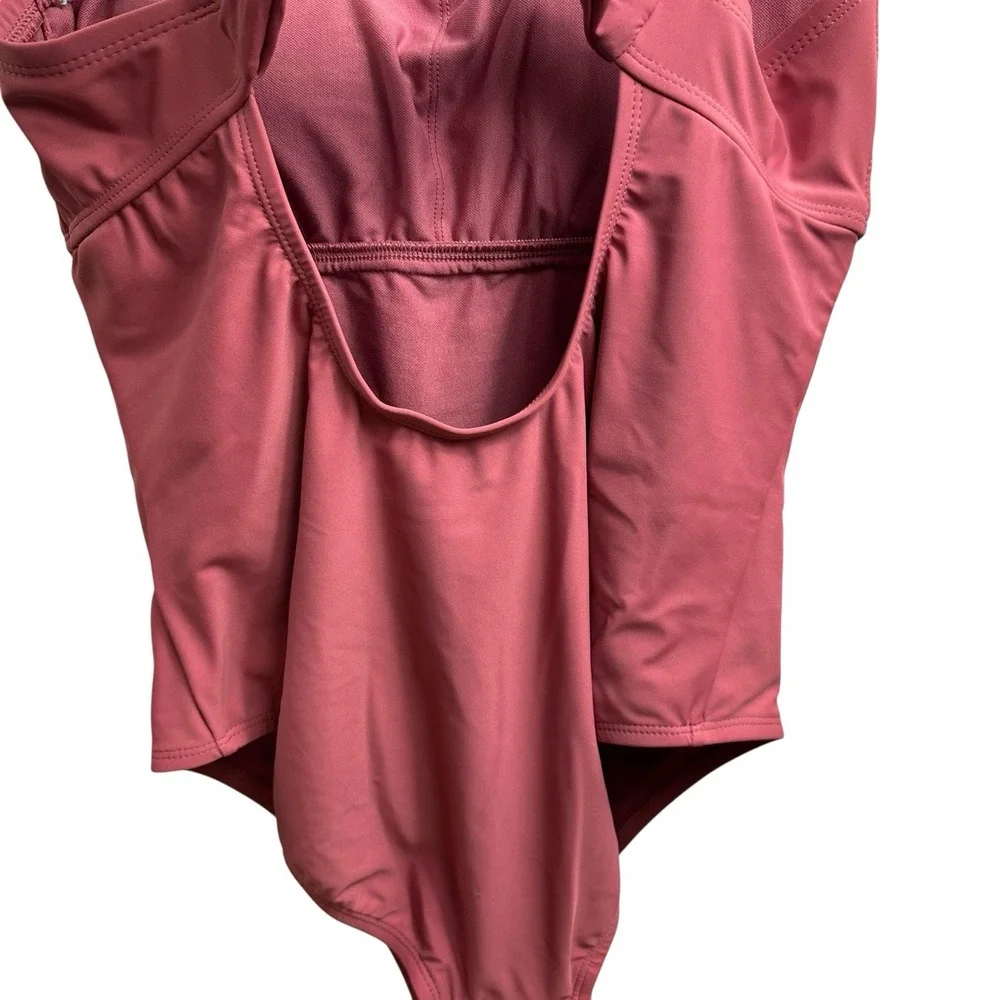 Kona Sol‎ Square Neck Ruffle Shoulder Medium Coverage Women's L 12-16 NEW NWT